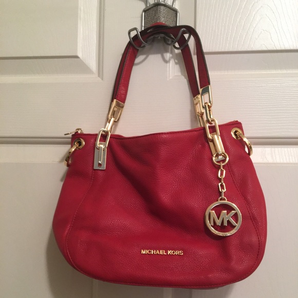 Michael Kors Handbags - PRE-LOVED AUTHENTIC MICHAEL KORS RED/GOLD PURSE